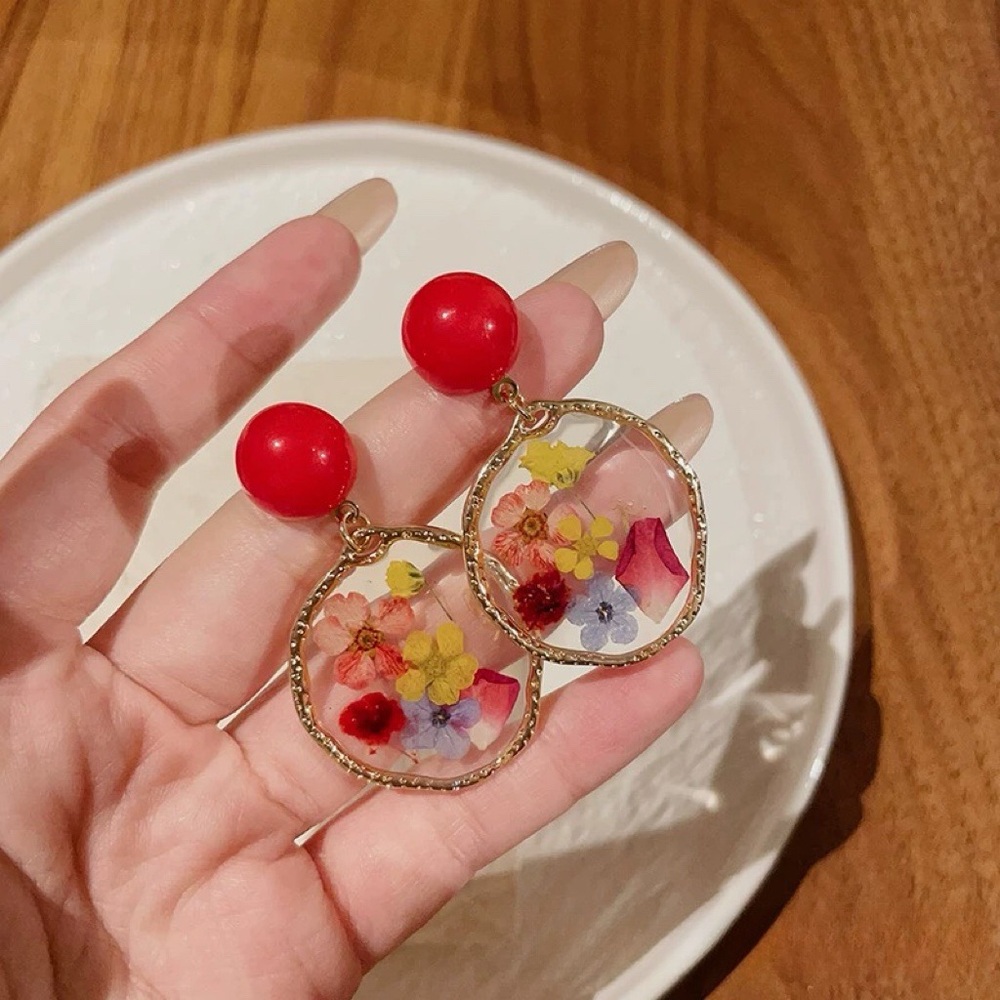 3/$20 Boho Chic Bold Whimsical Feminine Dried Flower Drop Earrings